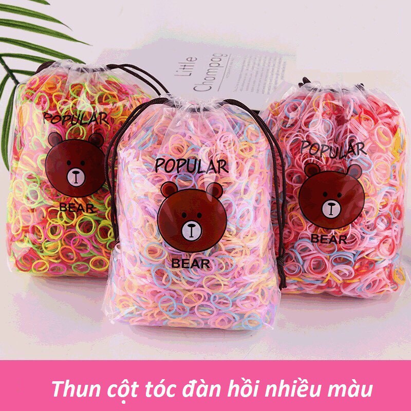 Bịch Dây Thun Cột Tóc Hình Gấu Đàn Hồi 4000 Sợi Nhiều Màu – Túi Dây Chun Cột Tóc 4000 Sợi Nhiều Màu Bao Gấu Dễ Thương