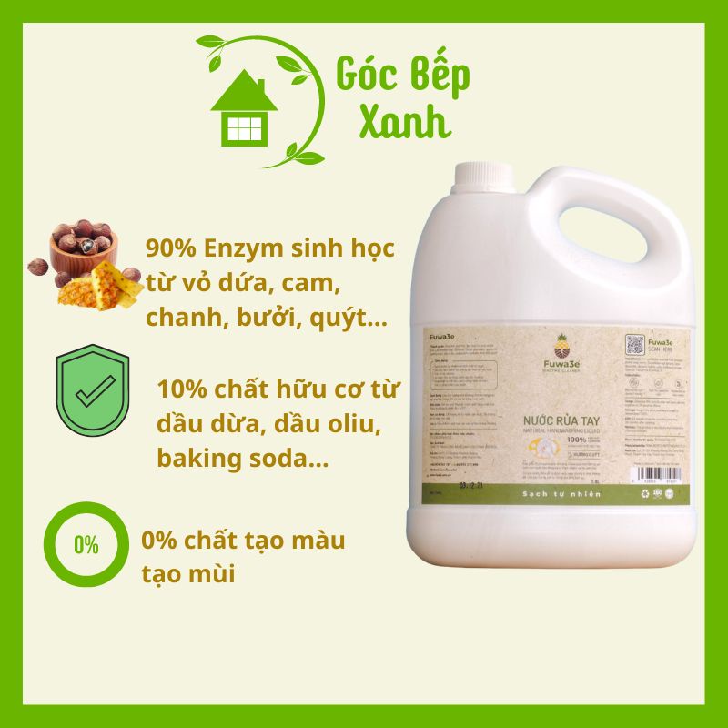 Nước rửa tay Fuwa3e hương quýt Enzym sinh học an toàn chai 3800 ml GOBEXA