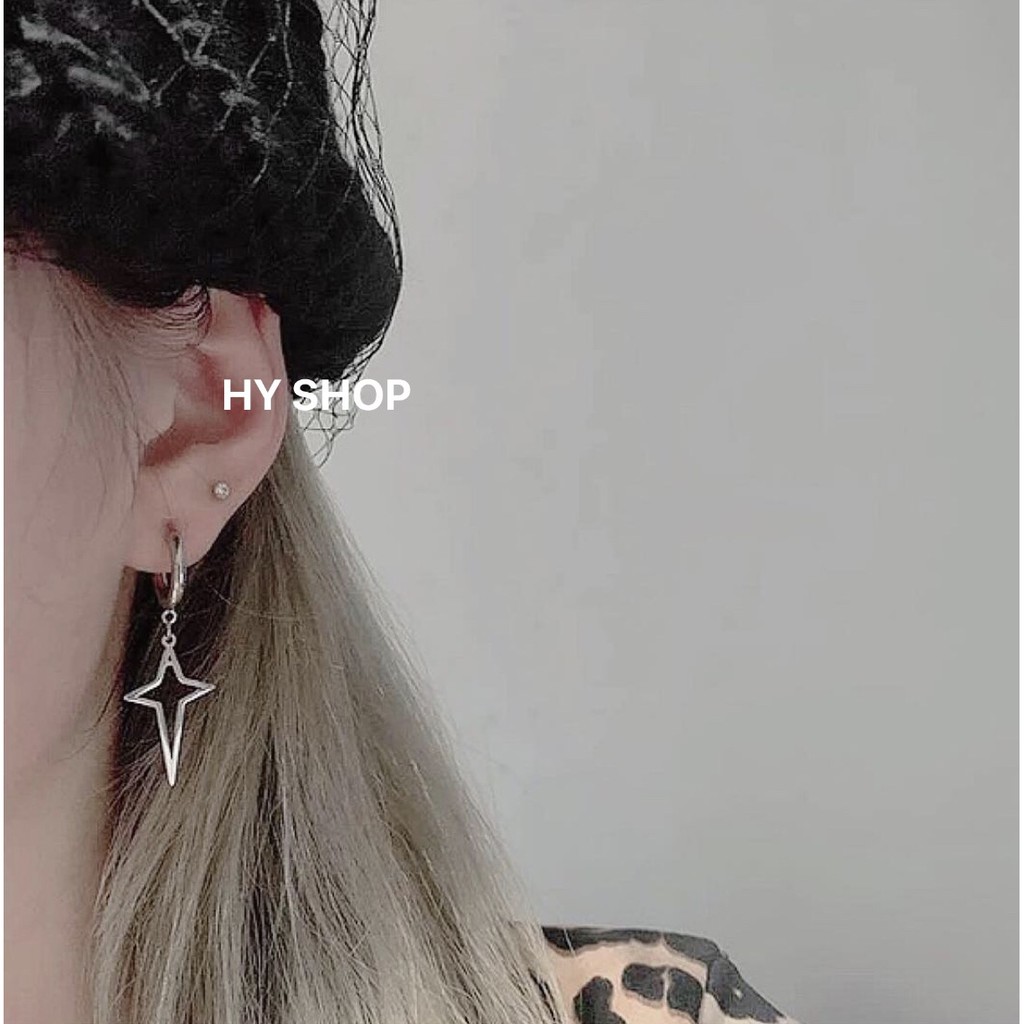 Khuyên tai titan ngôi sao không gỉ không dị ứng nam nữ unisex bts phong cách