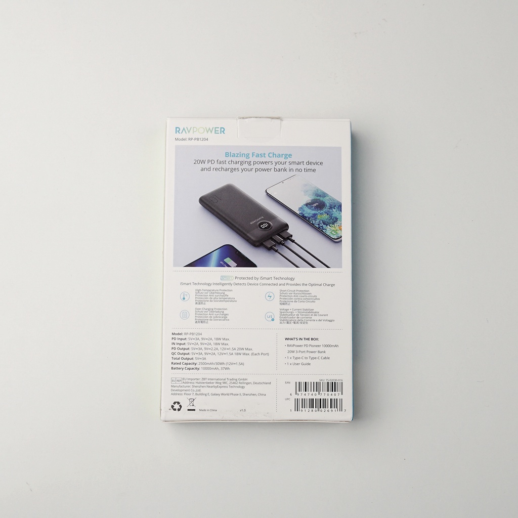 Pin dự phòng RAVPower RP-PB1204 10000mah 20W