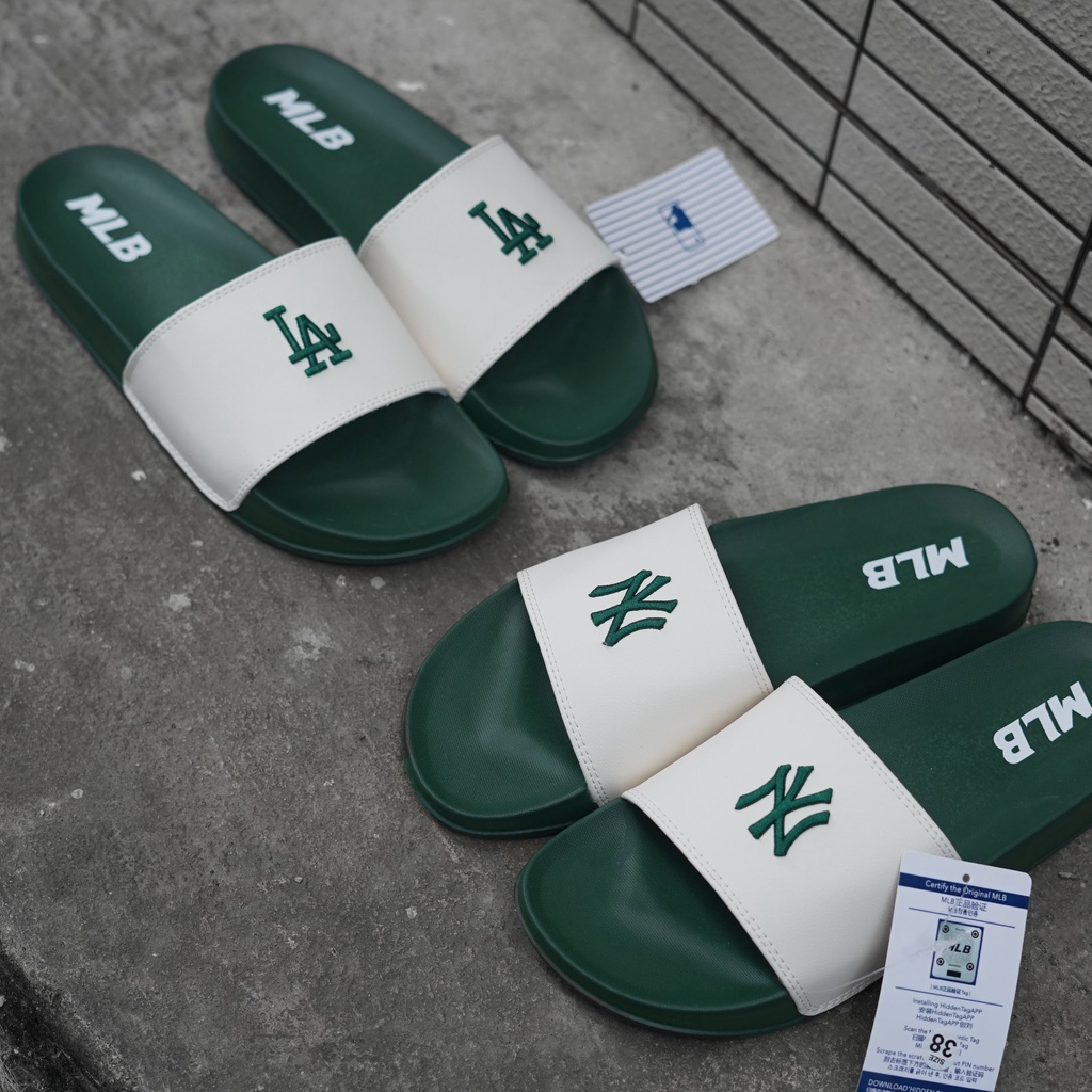 Dép quai ngang MLB chữ thêu mang êm chân, đế bền, không trơn trượt, không thấm nước, thấm hút mồ hôi tốt