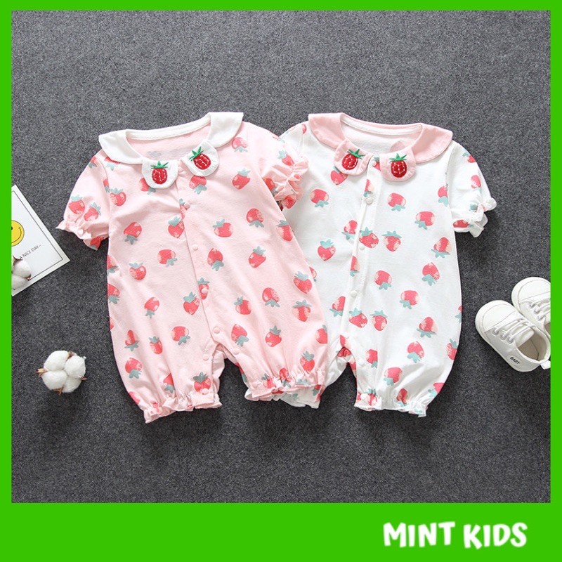 Body đùi body cộc hình dâu tây siêu yêu, cotton mềm mại cho bé