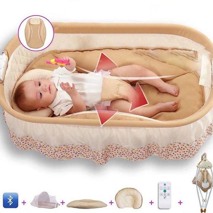 Nôi điện cho bé tự động, có treo nôi , nệm nôi cho bé bảo hành 12 tháng cho cũi