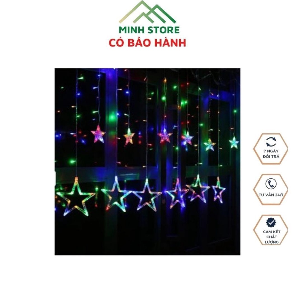 Đèn Led Trang Trí Hình Ngôi Sao Dạng Đèn Mành 12 bóng Gồm 6 Sao Lớn 6 Sao Nhỏ,7 sắc cầu vồng Sinh Nhật Sự Kiện