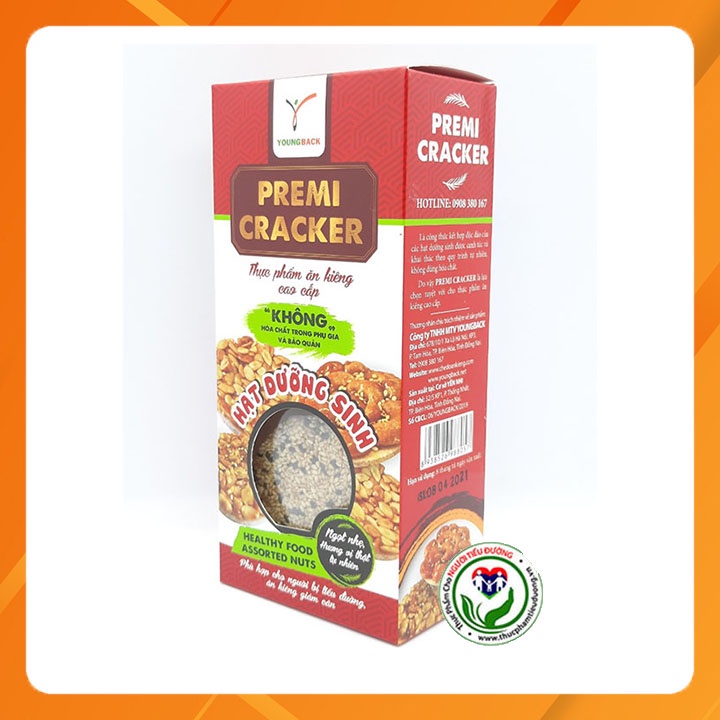 Kẹo dành cho người tiểu đường, ăn kiêng - Kẹo hạt cao cấp Premi cracker hộp 120g