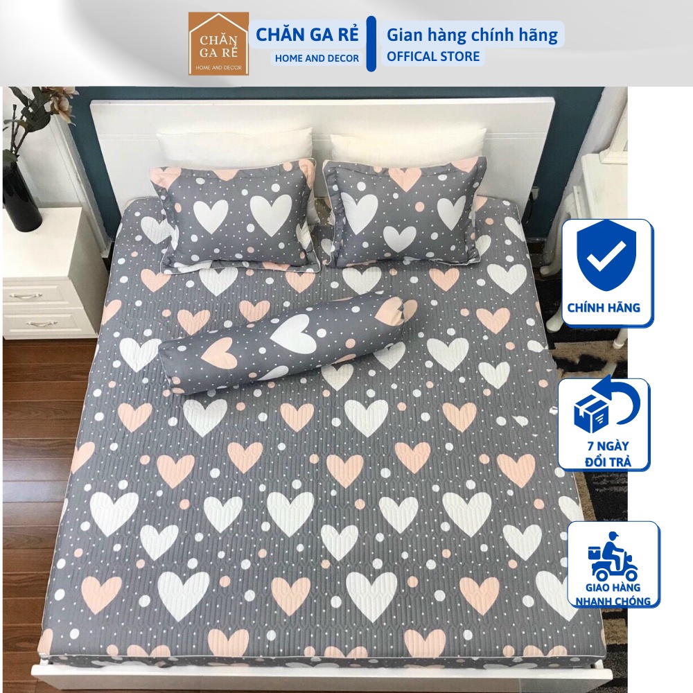 Bộ ga gối cotton 100% cao cấp, ga chun trần bông đủ kích thước nệm m6/m8/2m2