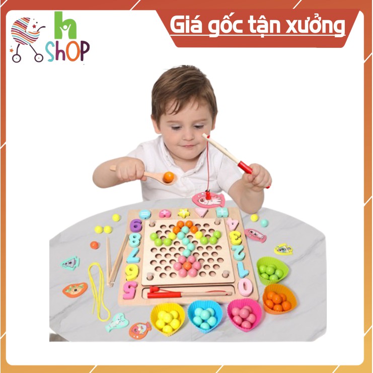 Bộ Đồ Chơi Câu Cá, Thả Khối Bằng Gỗ Cho Bé 1-3 Tuổi, Đồ Chơi Trẻ Em An Toàn