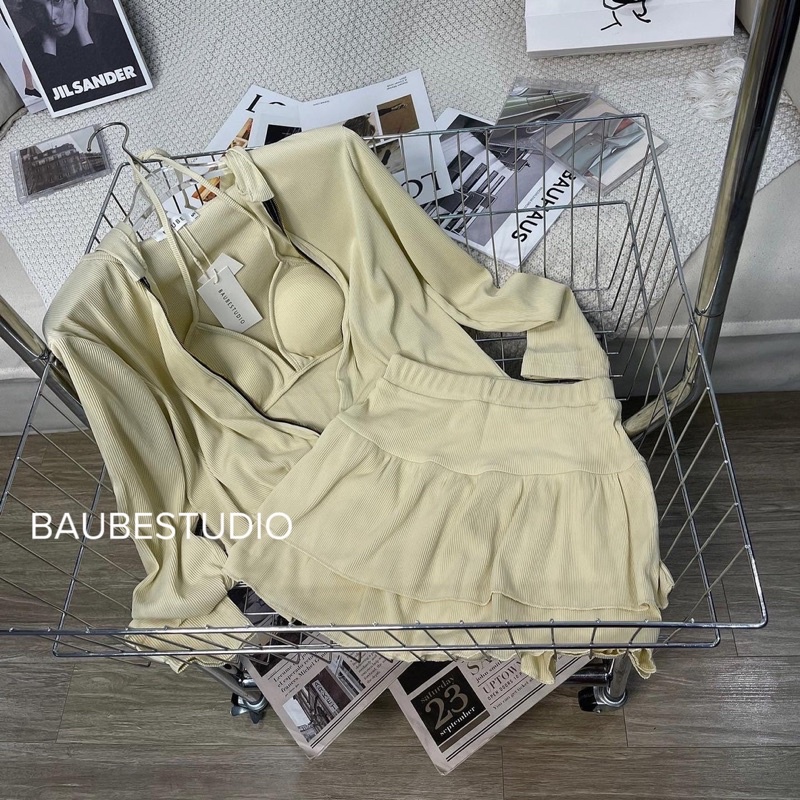 Set 3in1 Áo Khoác Áo Bra Mix Chân Váy KAN