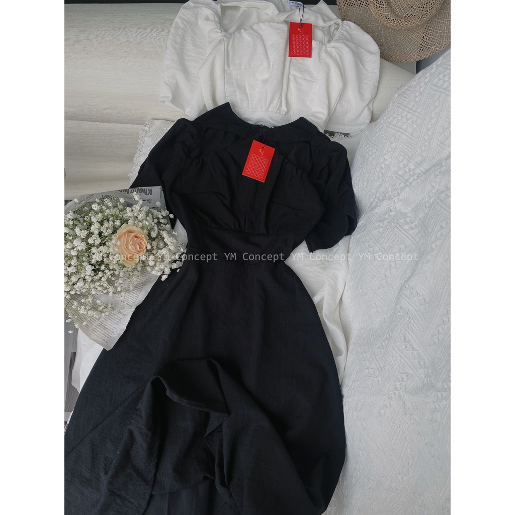 Đầm Linen Xoắn Ngực  - D0523