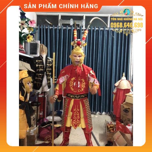 Bộ Tôn Ngộ Không Tề Thiên Đại Thánh người lớn mặt nạ cấy tóc, giáp thêu cao cấp