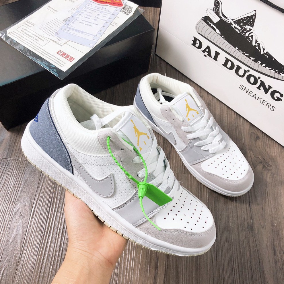 Giày Thể Thao Jordan 1 Low Paris Xám Xanh  Giày sneaker JD1 cổ thấp xám xanh nam nữ 2021