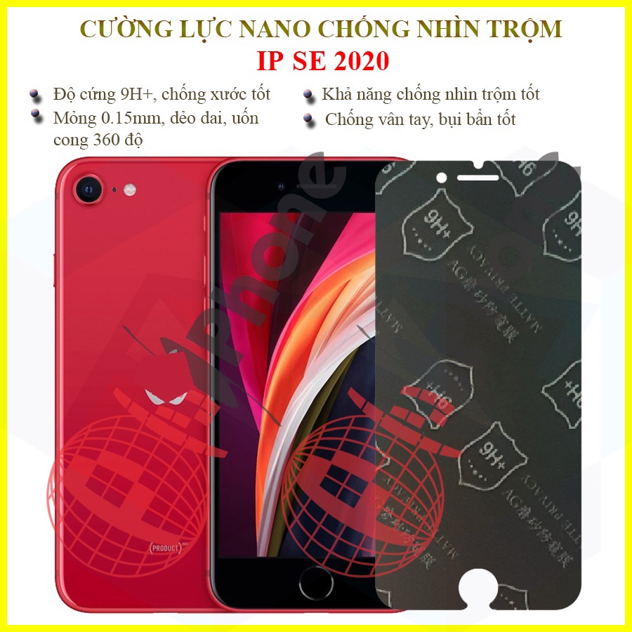 Dán chống nhìn trộm iPhone SE 2020 - Dán cường lực dẻo nano 9H+