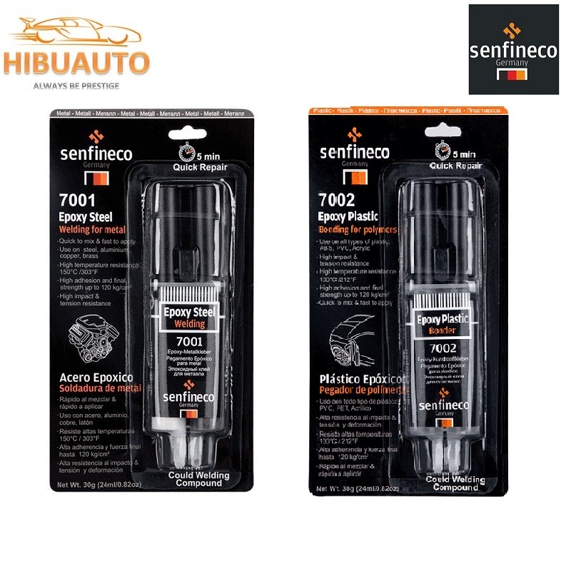 Keo Dán Thép Hai Thành Phần SENFINECO 7001 - Keo Dán Nhựa Hai Thành Phần SENFINECO 7002 | 25gr/Chai | HIBUAUTO
