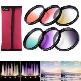 52mm Filter :Orange + Green + Red + Gray + Yellow + Purple +  One Lens Cloth. Bộ 6 kính lọc màu đường kính 52mm---LF348