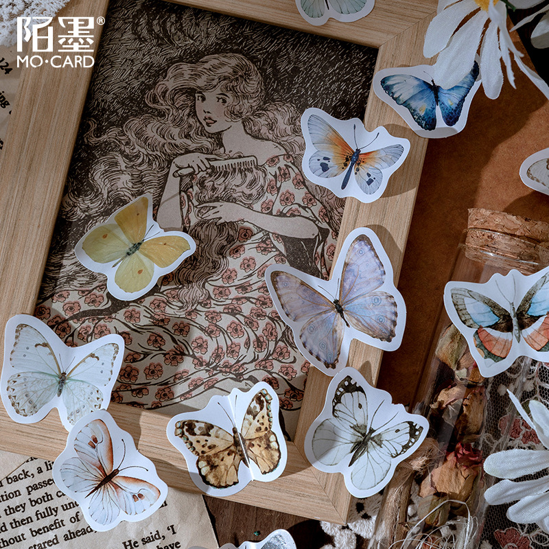 46sheets/box Beautiful Butterflies Stickers Scrapbook Diary Decoration DIY Sealing Stickers
