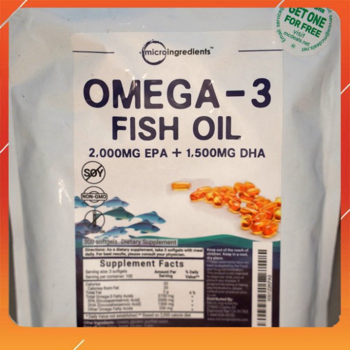 GIÁ VÔ DỊCH Viên Uống Dầu Cá Micro Ingredients Omega 3 Fish Oil 300 Viên GIÁ VÔ DỊCH