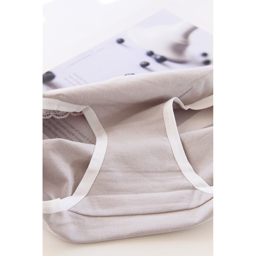 Quần Lót Nữ - Quần Lót Cotton Nữ viền ren phối hoa nhỏ điệu đà cá tính DAN STORE MÃ 103