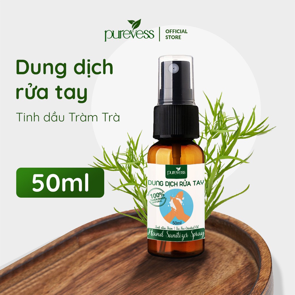 Nước rửa tay khô diệt khuẩn tinh dầu tràm 100ml Purevess