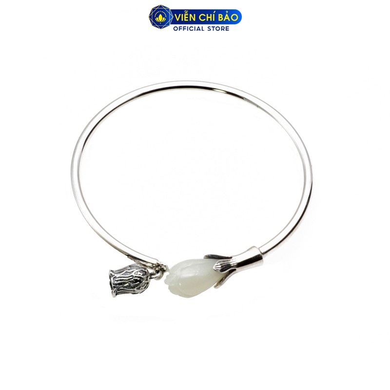 Kiềng tay bạc nữ hình hoa ngọc lan charm chuông bạc Thái 925 thời trang phụ kiện trang sức nữ Viễn Chí Bảo L000060