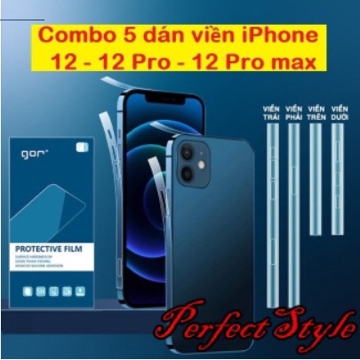 5 Bộ dán viền Gor cho iPhone 12 Pro Max, 12 Pro, 12 13 13 pro max ( 5 bộ - dán 5 máy)