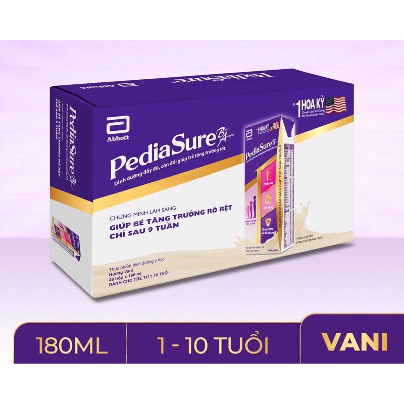 Lốc 4 Hộp Sữa Nước Pediasure Hương Vani 180ml mẫu mới