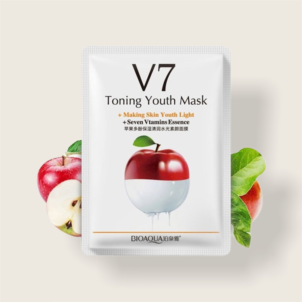 Mặt nạ giấy dưỡng da mụn cấp ẩm thải độc V7 Toning Youth Mask Bioaqua nội địa trung chính hãng CS61