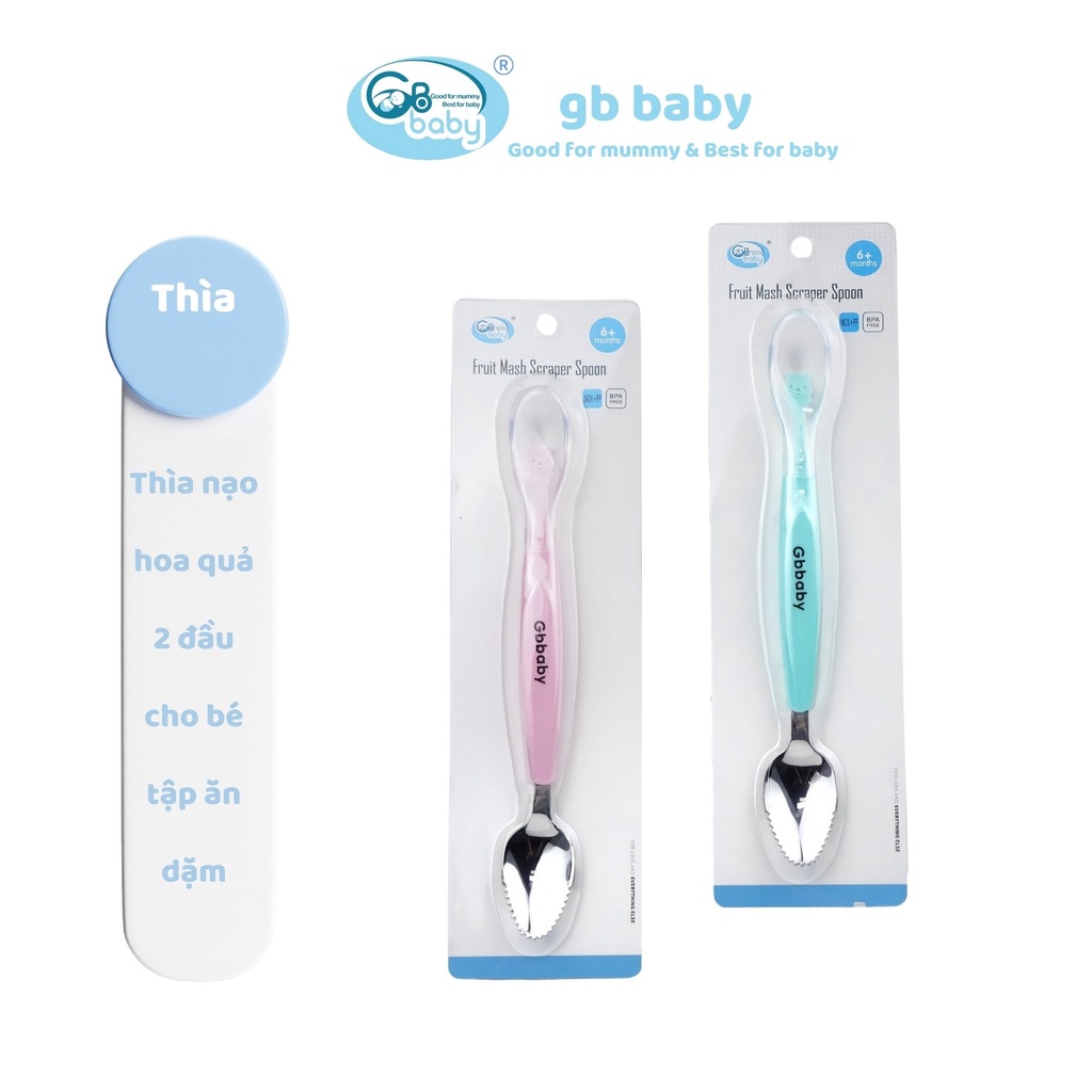 Thìa nạo hoa quả 2 đầu cho bé ăn dặm Gb baby chính hãng