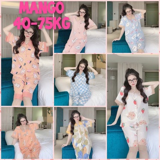 Đồ bộ lửng pyjama bigsize 40-75kg phối lụa mango tay ngắn cao cấp mặc nhà mềm mát