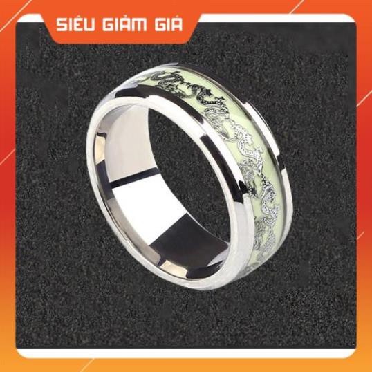 [ Xả Kho ] Nhẫn nam titan chạm rồng dạ quang phát sáng trong đêm