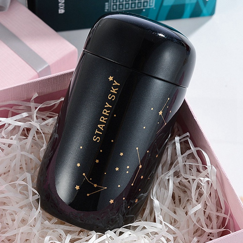 Bình giữ nhiệt chân không chống rò rỉ dung tích 200ml kích thước mini bằng thép không gỉ 304 họa tiết trời sao