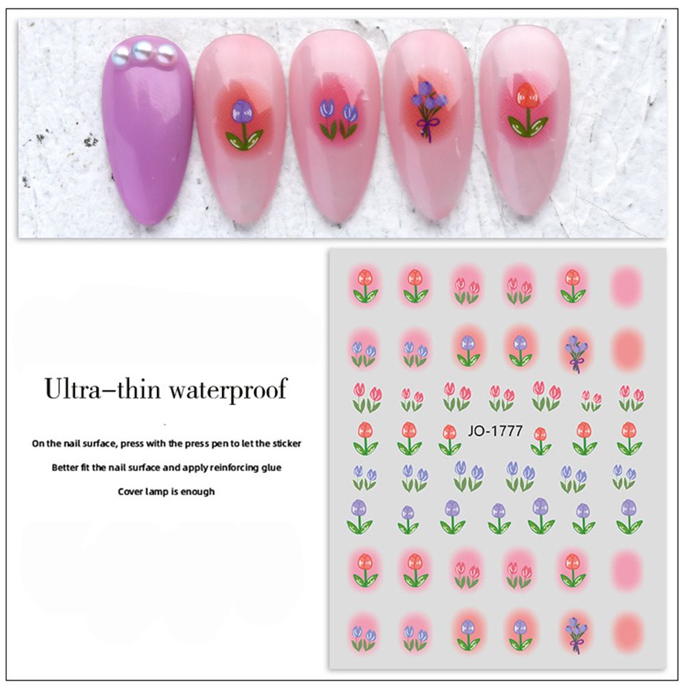 Sticker Dán Móng Tay Hình Hoa Tulip 3D