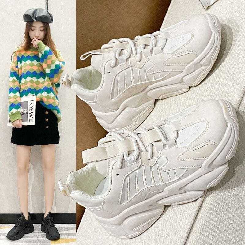 Giày Thể Thao Màu Đen Thời Trang Hàn Quốc Mùa Xuân Năm 2021 Cho Nữ