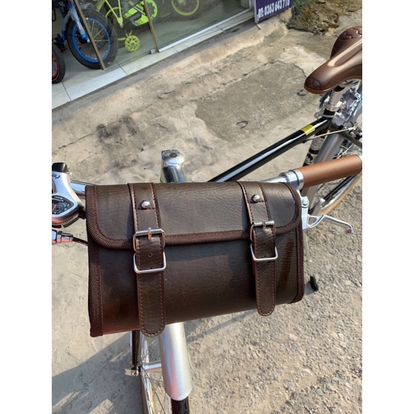 Túi da treo phía trước xe đạp, túi treo tay lái xe đạp, treo baga xe đạp cỡ nhỏ