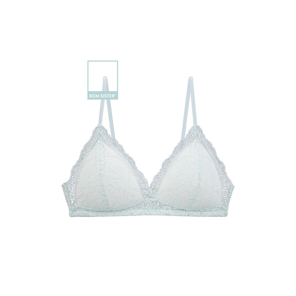 Áo lót mút mỏng chất ren không gọng thoải mái màu pastel BOM SISTER BR009