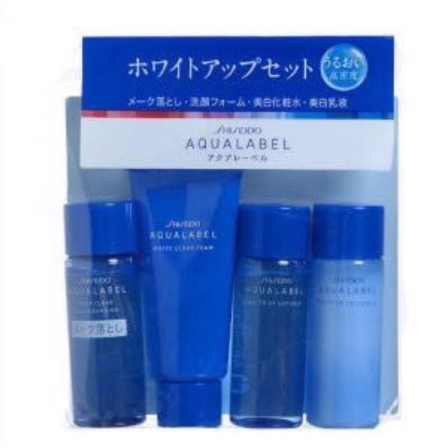 Set dưỡng trắng da mini Shiseido Aqualabel xanh