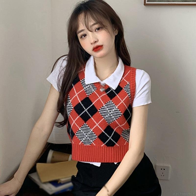 Áo Nữ Không Tay Cổ Chữ V Họa Tiết Caro Thời Trang Quyến Rũ | BigBuy360 - bigbuy360.vn