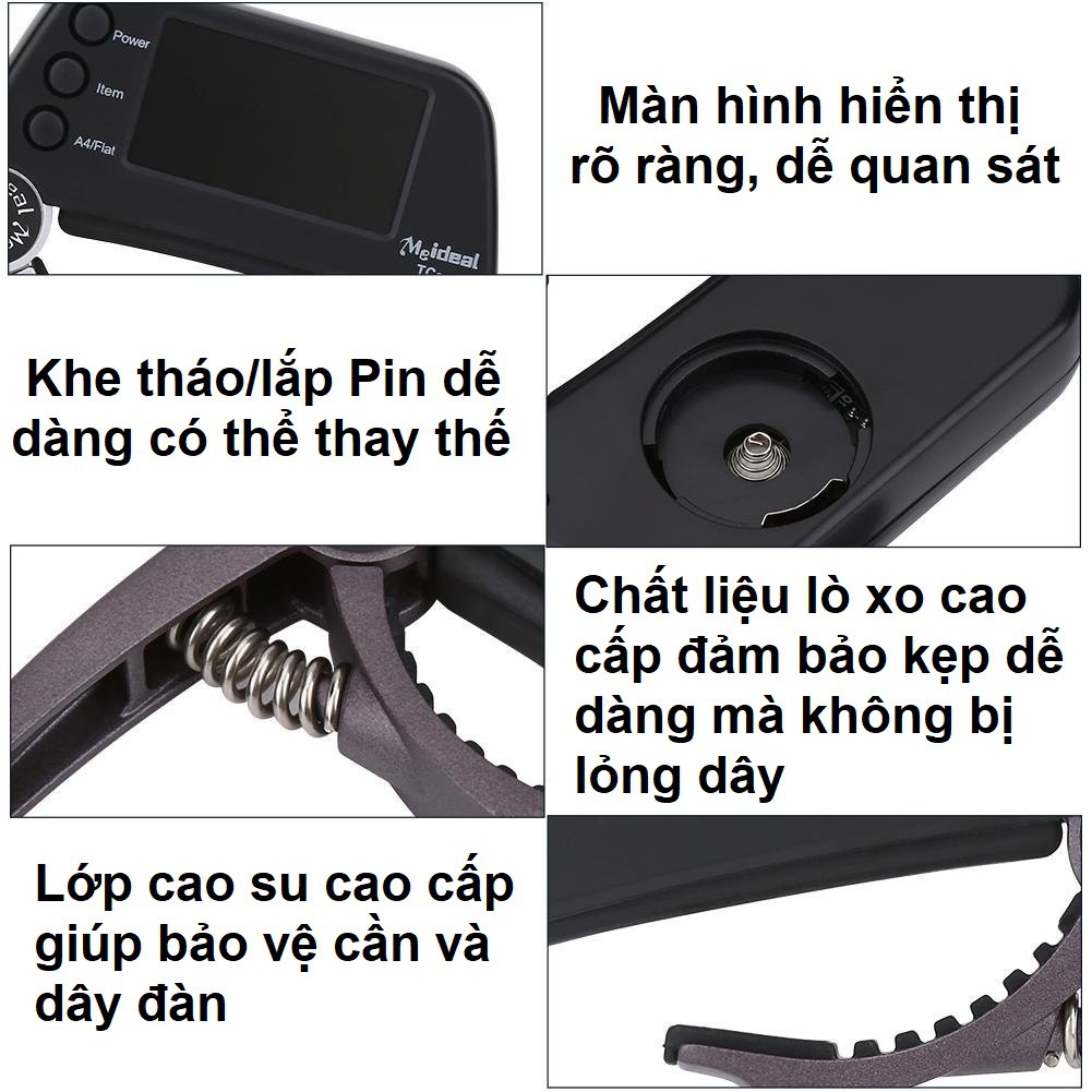 Capo kẹp đàn guitar kết hợp lên dây điều chỉnh tone cực chính xác