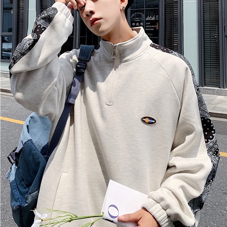 [ Mã 12FASHIONSALE1 giảm 10K đơn 50K ] Áo khoác cardigan nam tay dài dáng rộng thiết kế cổ cao thời trang xuân thu | BigBuy360 - bigbuy360.vn