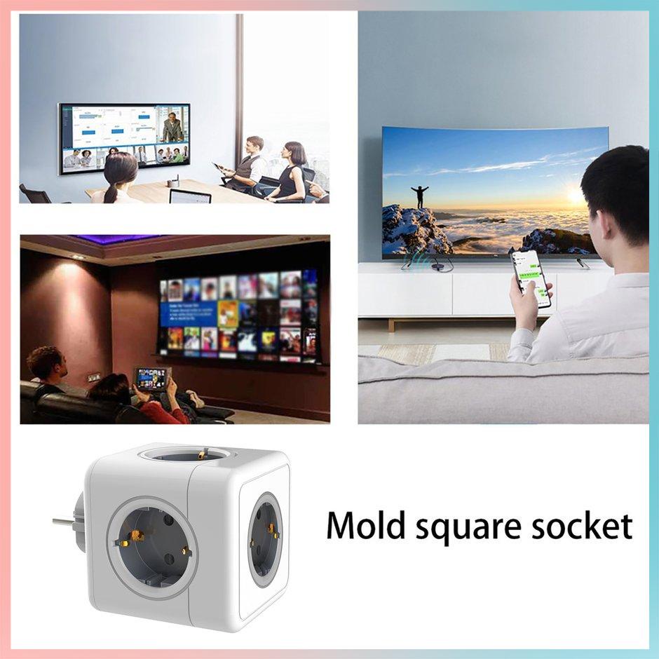 【giao hàng hôm nay>>>Powercube Creative Cube Socket Power Strip Socket EU Plug Power Strip USB Multi Smart Plug Conversion Socket