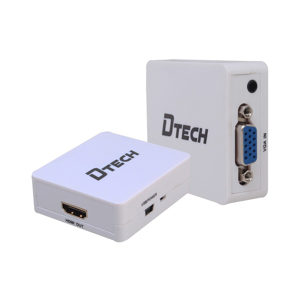 hộp chuyền tín hiệu từ máy tính cổng HJDMI sang màn hình cổng VGA DTECH DT 6528