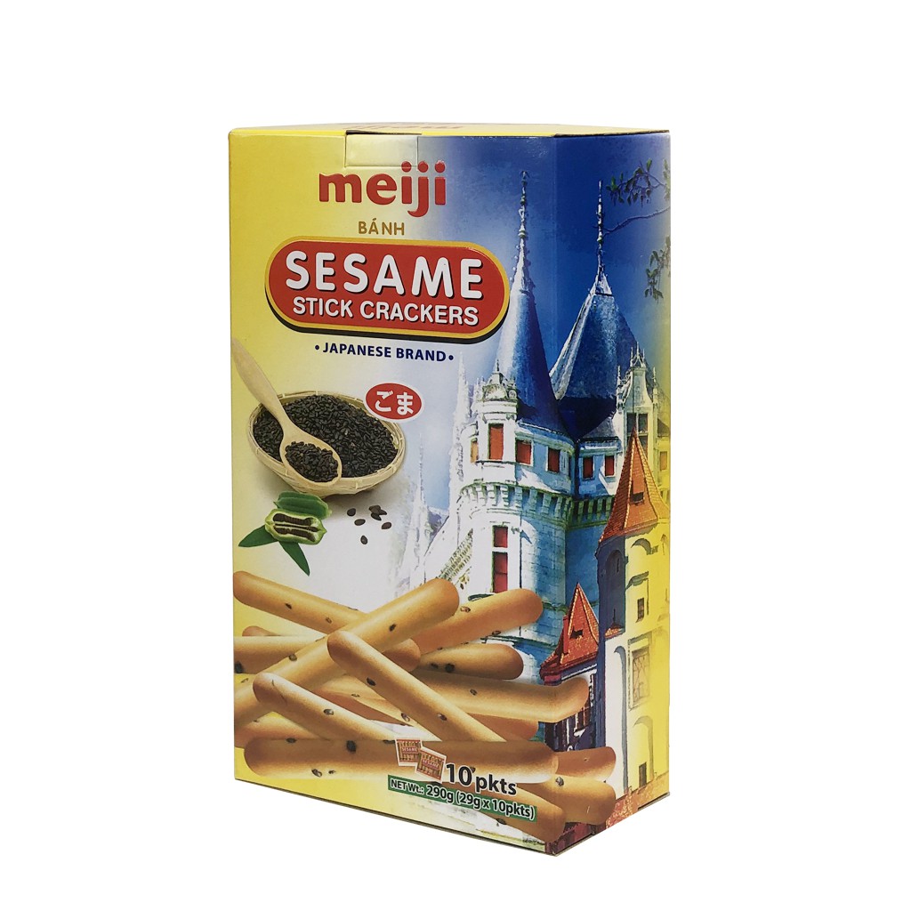 [HÀNG NHẬP KHẨU] Bánh Que Rắc Mè Meiji Sesame Stick Crackers Nhật Bản 290g