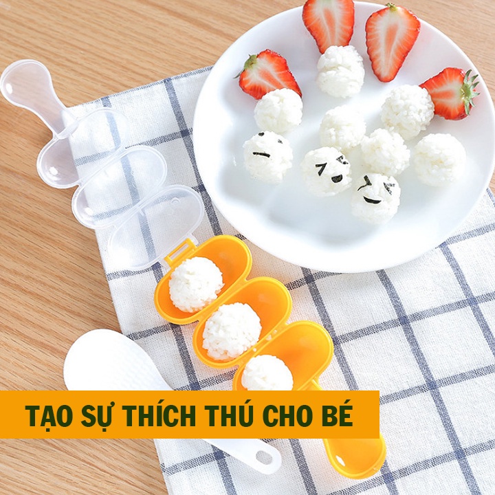 Khuôn lắc cơm bento tạo hình tròn kèm thìa 00195