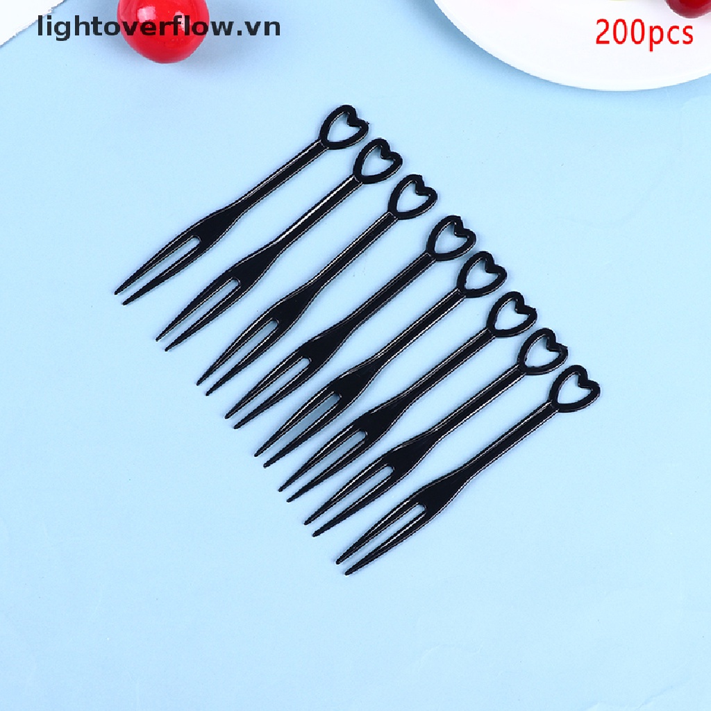 500 / 200 Nĩa Ăn Trái Cây / Tráng Miệng Hình Trái Tim Bằng Nhựa Mini