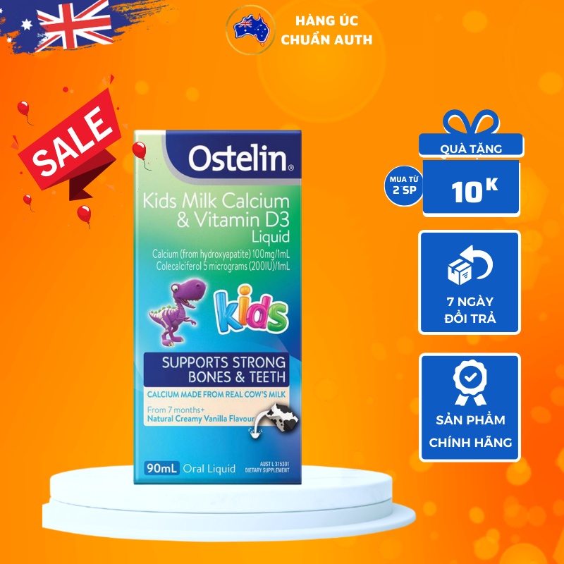 Canxi Ostelin dạng nước cho bé Ostelin Kids Milk Calcium & Vitamin D3 Liquid 90mL