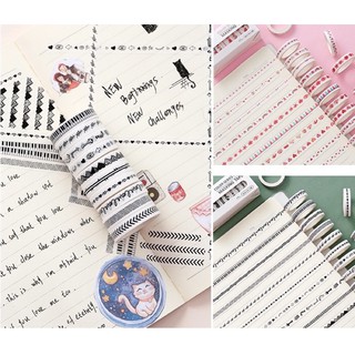 Set 10 cuộn washitape basic line - Washi tape cơ bản Băng keo băng dính trang trí