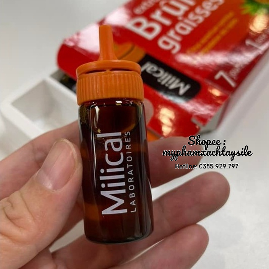 Nước Detox Giảm Cân Milica Extra Brule Graisses 7 Ống - NƯỚC ÉP ĐỐT MỠ NỘI TẠNG 7 NGÀY CAM DỨA PHÁP