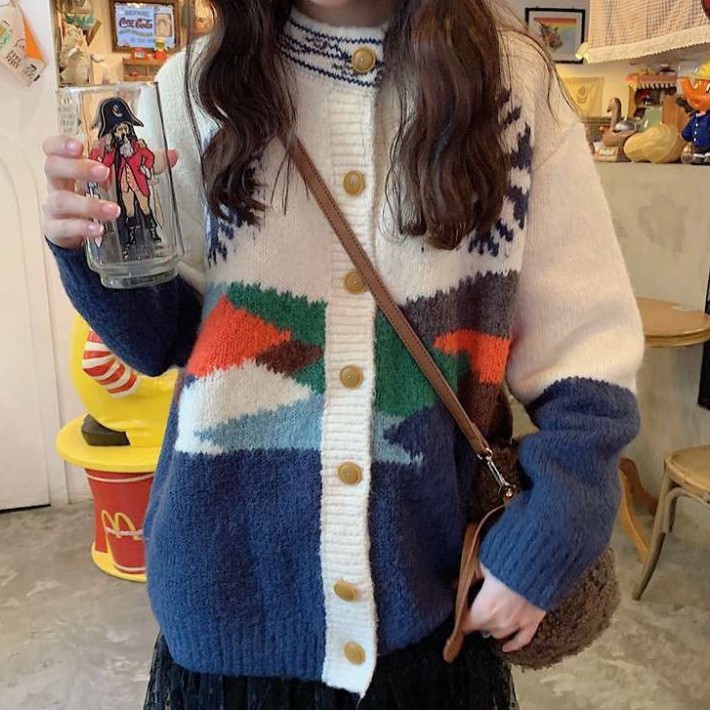 Cardigan len nữ dáng dài, áo khoác len hàn quốc màu đen trắng ngựa vằng LADY | BigBuy360 - bigbuy360.vn