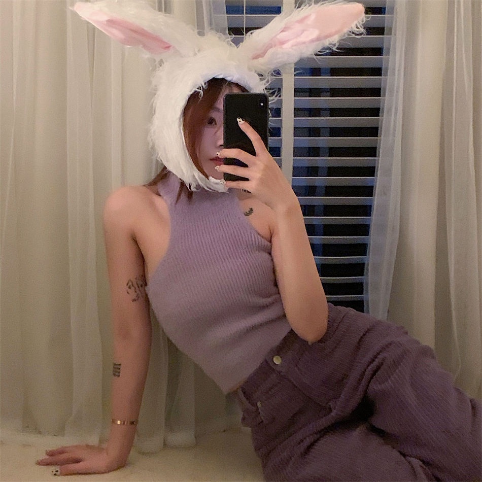 Áo Hai Dây Dệt Kim Ôm Dáng Màu Trơn Phong Cách Mới 2022 Cho Nữ