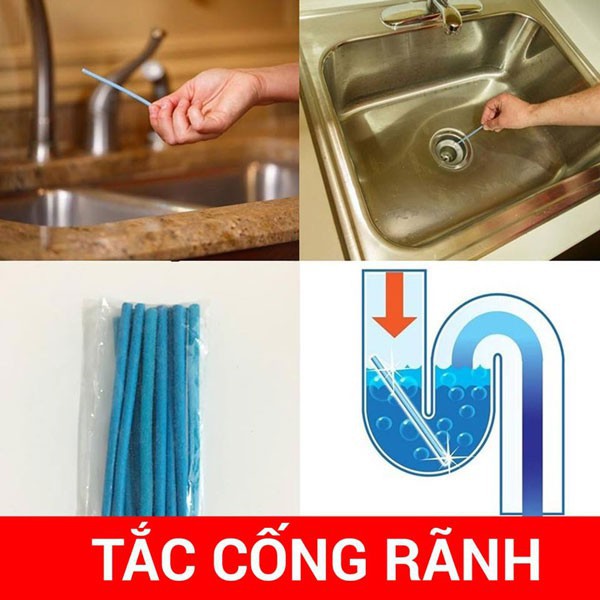 vỉ gồm 12 que thông tắc cống - thông tắc bồn rửa