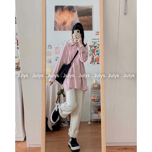 QUẦN JEANS SUÔNG viền chỉ nổi JULYS STORE (ảnh shop chụp kèm video cận chất)